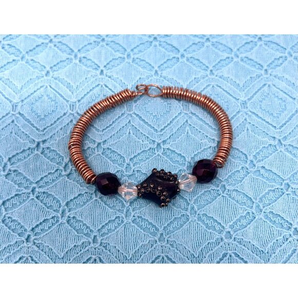 Three Handcrafted 1990s Vintage Copper Wire Bangle Bracelets - Picture 6 of 7